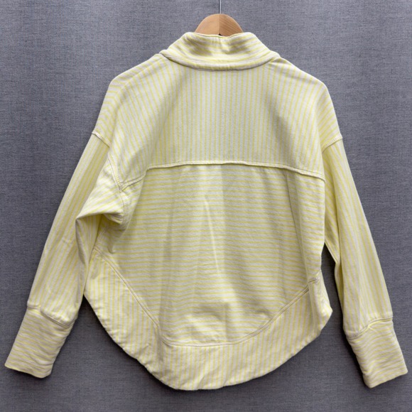 Pilcro Anthropologie Yellow Striped Grommet V-Neck Pullover Top Size S - Picture 2 of 11